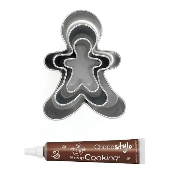 Chokladpenna + 3 små kakformar för pepparkaksgubbar