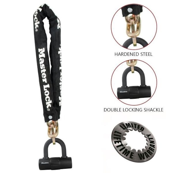 Master Lock Chain med Mini U Lock Stål 90cm x 10mm 8234EURDPRO