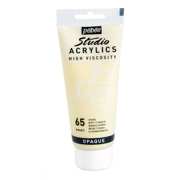 Akrylfärg - Pébéo - Studio - Elfenbensvit - 100 ml - Satin - Professionell Elfenbensvit