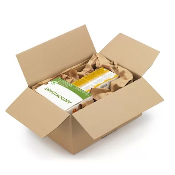 5 fyrkantiga packboxar 20 x 20 x 20 cm - Enkel korrugering kastanj