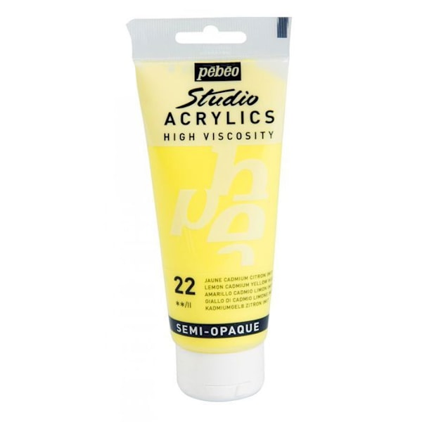 Akryylimaali - Pébéo - Studio - Sitruunankeltainen - 100 ml - Satiini Gul citron