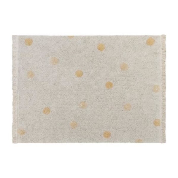 Tvättbar bomullsmatta Hippy Dots honung - 120 x 160 cm