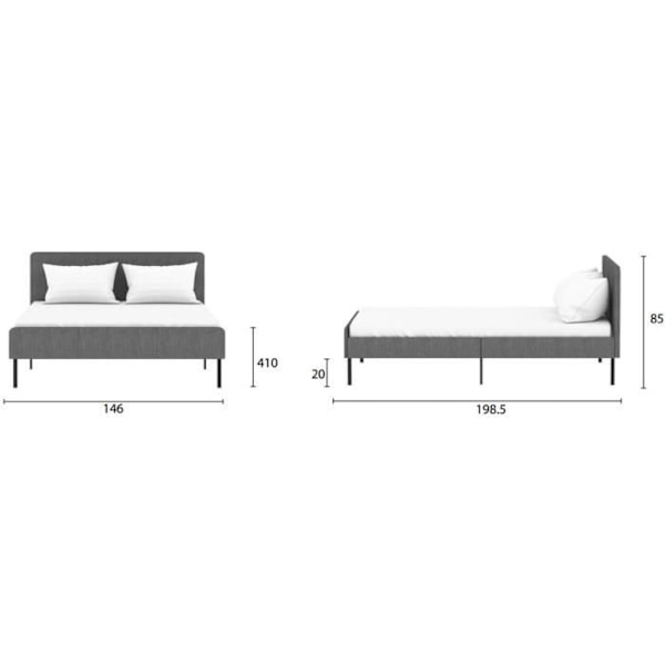 SIME voksenseng - 140 x 190 cm - Boksmadras medfølger - Grå Grå