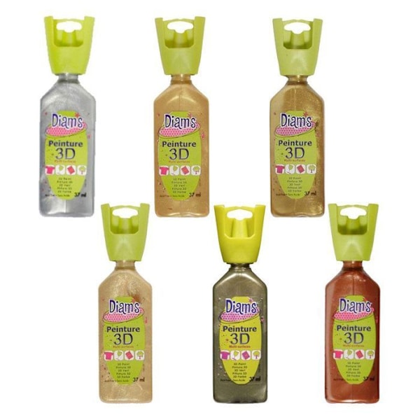6 pärlor flerytor 3D-färger 37 ml Flerfärgad