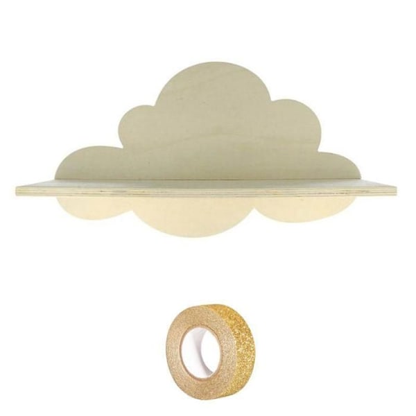 Etagère trä Nuage 39 cm + guldglittrigt masking tape 5 m Beige