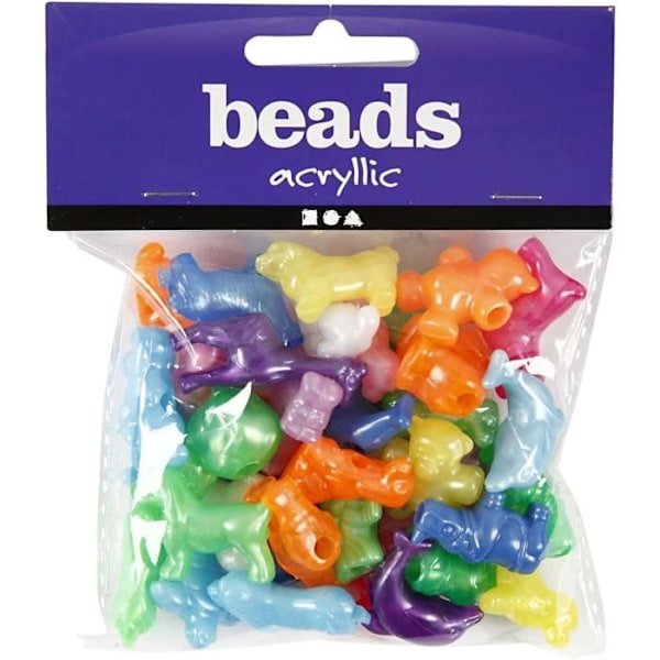 Assortiment af plastperler i en række farver og former med en blank finish. ref 618230