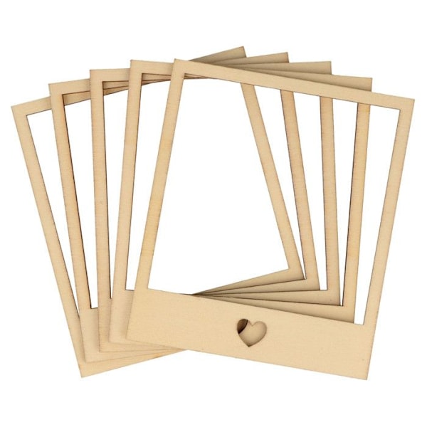 5 träramar för foton 8 x 8 cm Beige