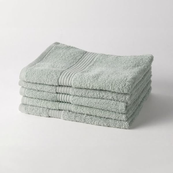 TODAY Essential - Set med 5 badlakan 70x130 cm 100 % bomull, Celadon färg Grön