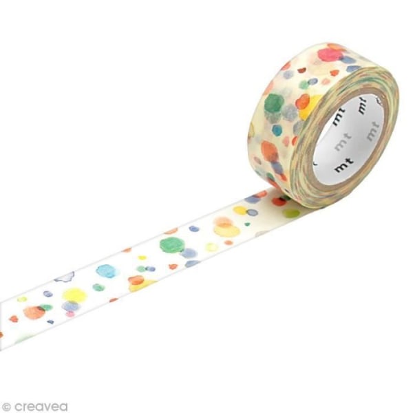 Masking Tape - Maling - 15 mm x 7 m Fancy klæberulle: Mønstre: Maling - Farver: Grøn, rød, blå, gul, orange og