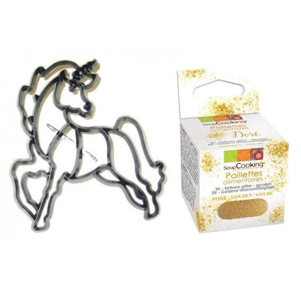 Yksisarvinen keksileikkuri koottavaksi + kultainen glitter