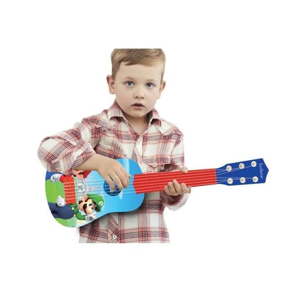 Lexibook, Super Mario, Min Första Gitarr för Barn, 6 Nylonsträngar, 53 cm, Guide Ingår, Från 3 År Blå