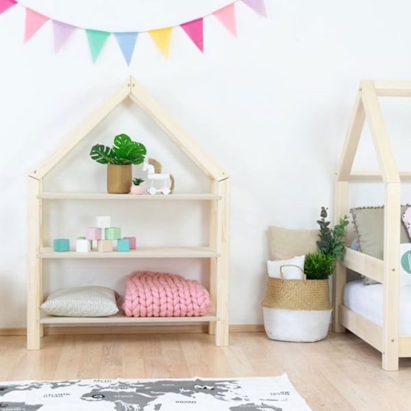 Valkoinen 90 x 160 hyllyllä varustettu lasten sänky Vit