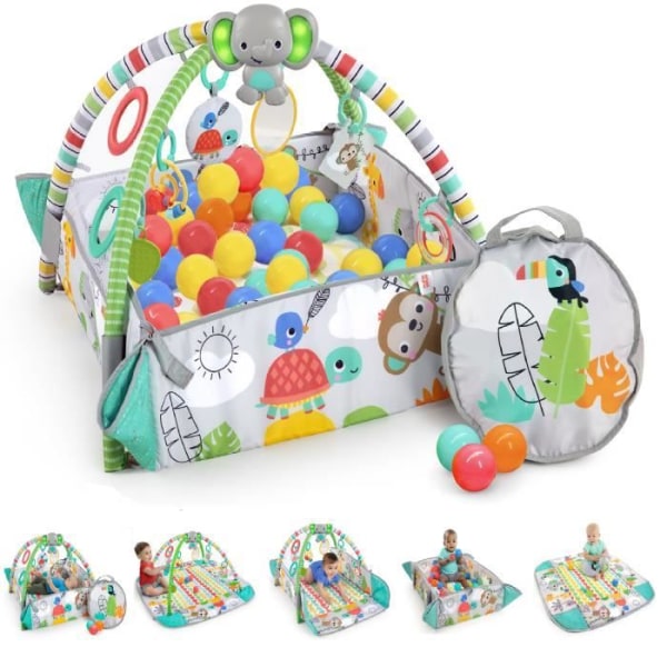 BRIGHT STARTS Tropical World maxi-legemåtte, 5 spiltilstande - 40 bolde - 7 aftageligt legetøj Flerfärgad