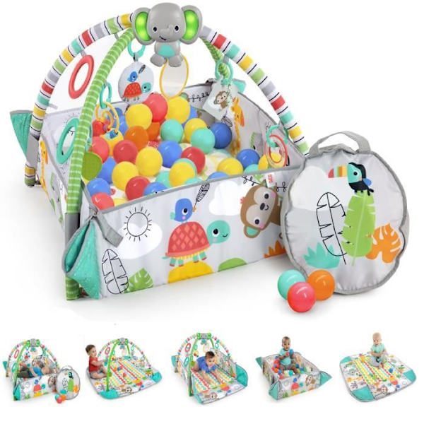 BRIGHT STARTS Tropical World maxi leikkimatto, 5 pelitilaa - 40 palloa - 7 irrotettavaa lelua Flerfärgad
