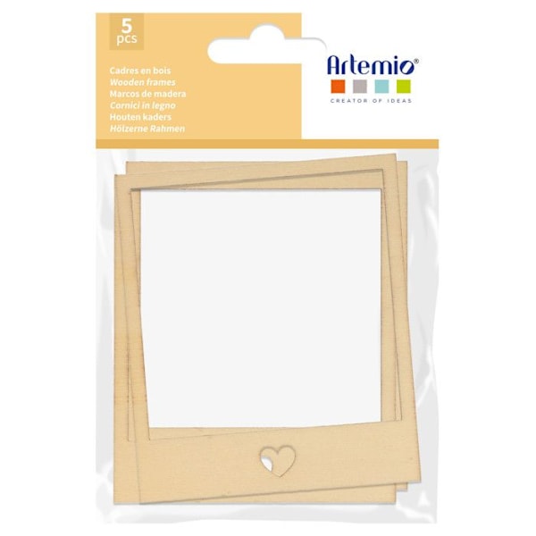 5 träramar för foton 8 x 8 cm Beige