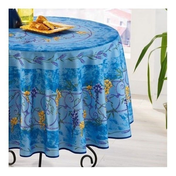 Rund Dug - Provençalsk - Glycine - 100% Polyester - Vaskbar - Antifladder Gul