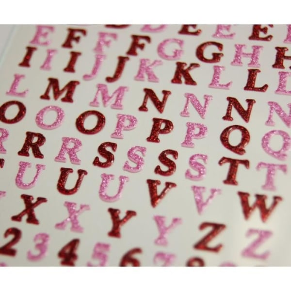 Röda och rosa glitter alfabetklistermärken - Miniklassiga