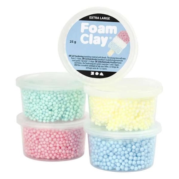 Set med 5 pastellfärgade Foam Clay-modellpastor 25 g - FOAM CLAY - Manuell aktivitet för barn - Självhärdande