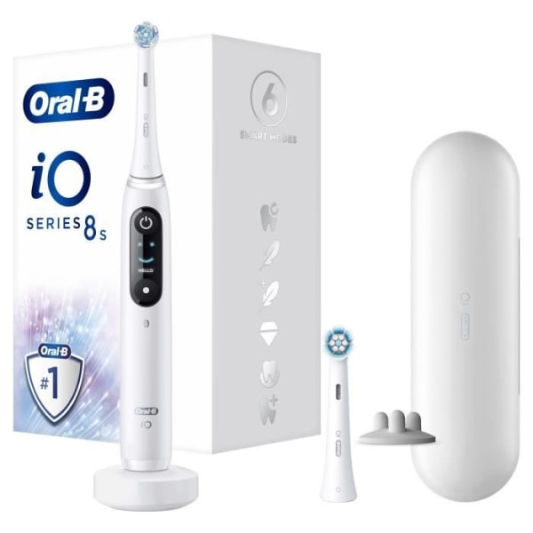 Sähköhammasharja - Oral-B - iO 8N - Herkät ikenet - 2 harjaspäätä - 1 matkalaukku Vit