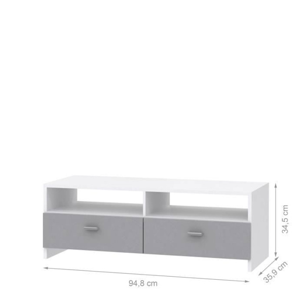 PILVI TV-kaappi - Valkoinen ja mattaharmaa - Nykyaikainen - P 95 x S 36 x K 34,5 cm Matt vit och grå