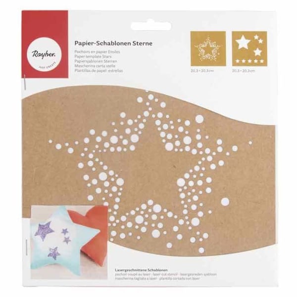Papirskabelon 20,3 x 20,3 cm - stjerner Transparent