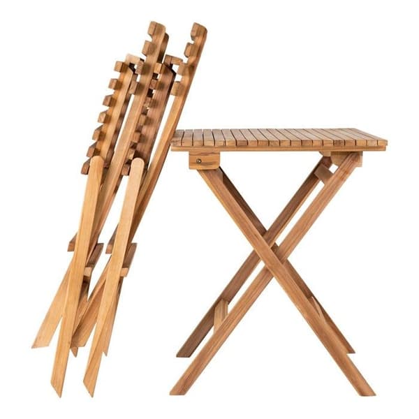 Cuenca-set med bord och 2 utestolar i teak. brun