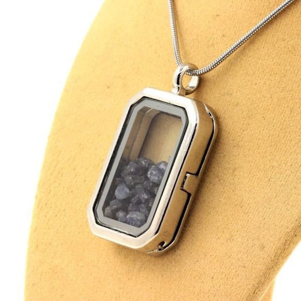 Collier - ABIJOUX - Saphir brut - Rustfrit stål - Unisex - 40 x 23 mm Blå