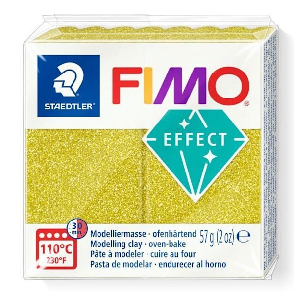 Polymeerimassa - FIMO - Kultahelmiä - 57g - Pehmeä ja muovautuva - Paisto 30 min 110°C:ssa Guld