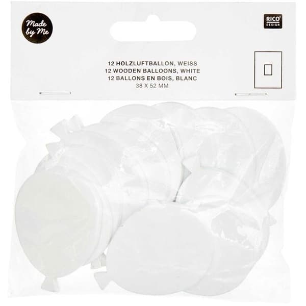 12 store hvide træballoner 52 mm Vit