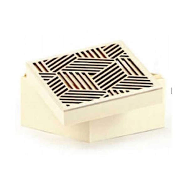 Trækasse med geometrisk gennembrudt låg - 9,5 x 9,5 x 6 cm Beige
