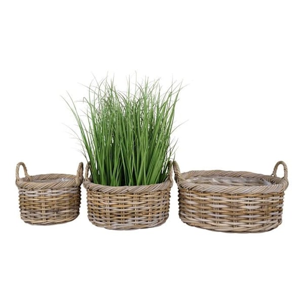 Rattan kurve - House Nordic - Sæt med 3 - Brun - Diameter 30 cm, 35 cm og 40 cm kastanj