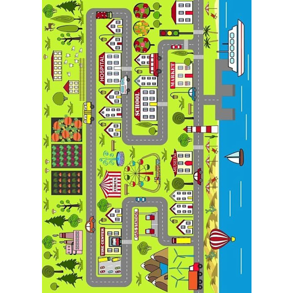 Børnetæppe - MANI TEXTILE - City - 80x150 cm - Skridsikker - Kan maskinvaskes Flerfärgad