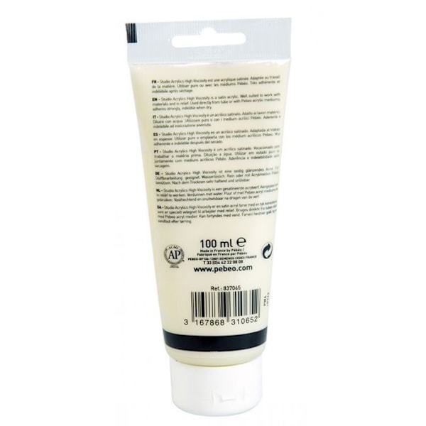 Akrylfärg - Pébéo - Studio - Elfenbensvit - 100 ml - Satin - Professionell Elfenbensvit