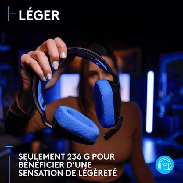 Gaming headset - Trådløs - Logitech G - G535 Lightspeed - PS5, PS4, PC, MAC - Sort/Blå