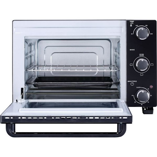 CONTINENTAL EDISON CEMF22B - Elektrisk miniovn 22L sort - 1300W - Rotisserie, Naturlig konvektion