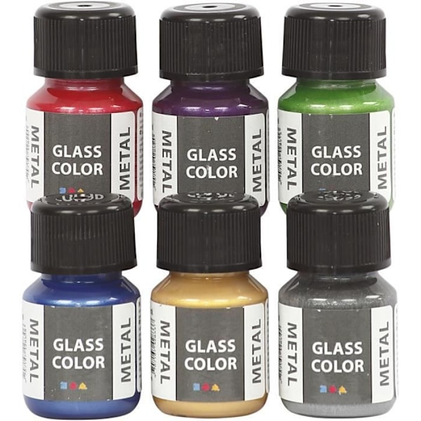 Vattenbaserad transparent färg för glas med metallisk effekt. ref 31762