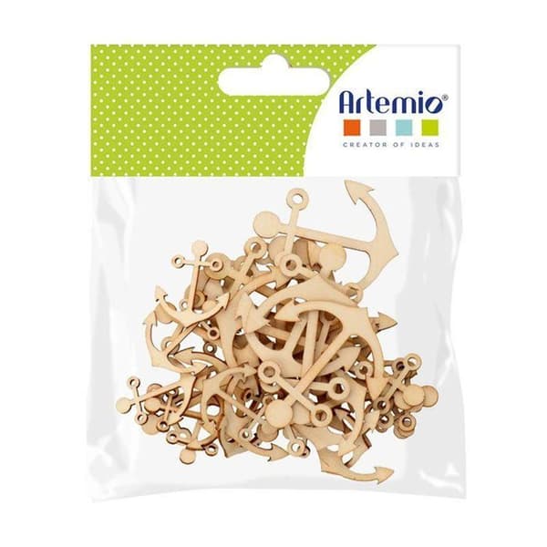 120 mini trädekorationer - Båtankare beige