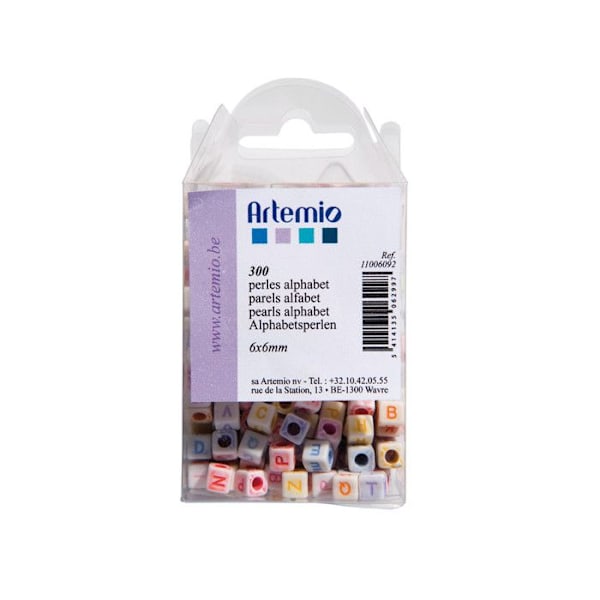 Moniväriset aakkoshelmet - Artémio - 300 helmiä - 6x6 mm - Lapsille - Sekalaiset Flerfärgad