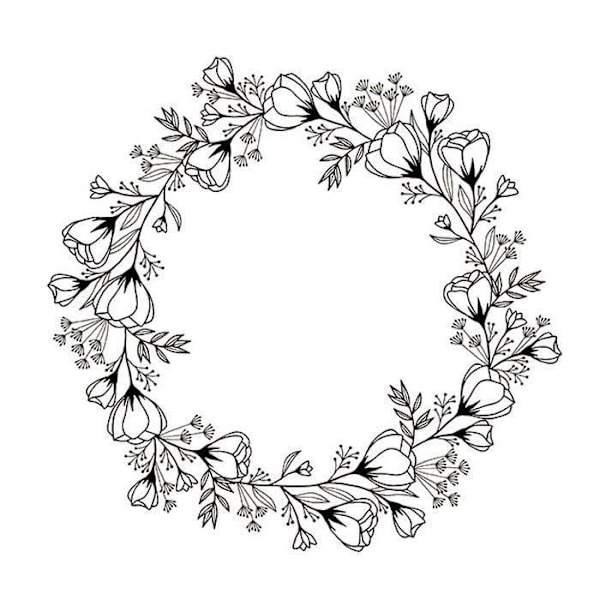 Trästämpel - ARTEMIO - Blomsterkrans - 10 x 10 cm - Ideal för blomsterkreationer