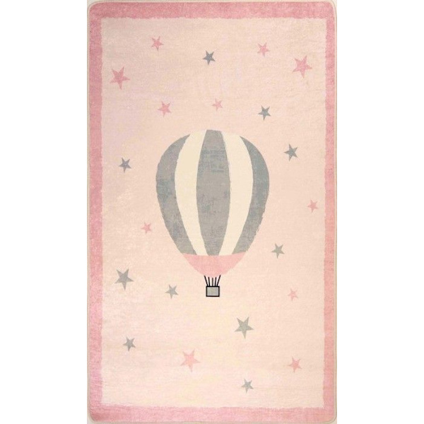 Matta - MONGOLFIERE - Rosa - 80x150 cm - Halkskydd - Maskintvättbar - Mjuk vid beröring Rosa