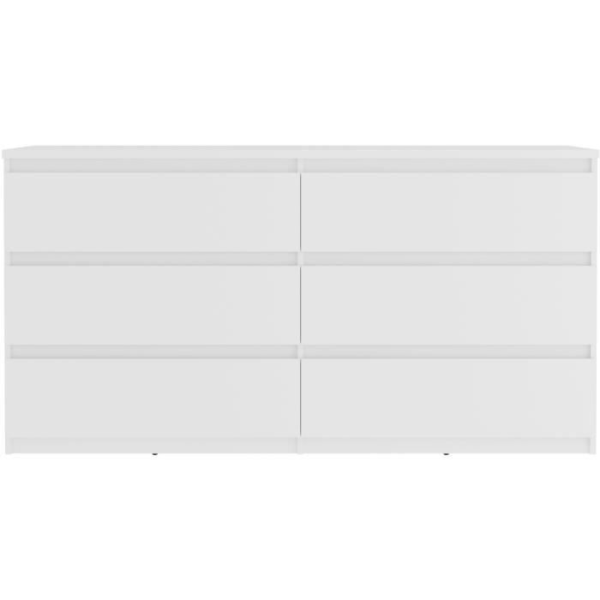 CHELSEA 6 lådor byrå - Matt vit färg - L 154 x D 42,2 x H 79,9 cm
