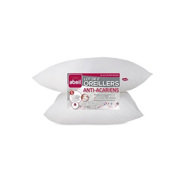 ABEIL Set med 2 Anti-Mite-kuddar - 60 x 60 cm - Vit Vit
