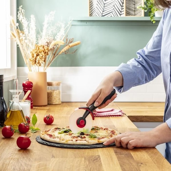 TEFAL INGENIO Pizzaskærer, Premium Kvalitet, Tritan-blad med anti-ridse, Opvaskemaskine-sikker K2071114 röd och svart