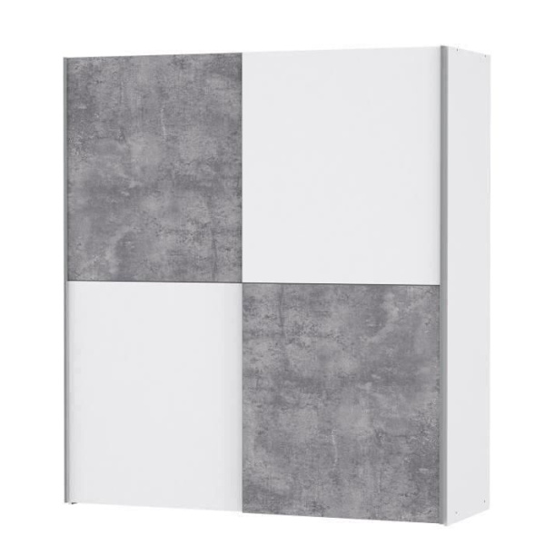 ULOS Garderobe med 2 skydelåger - Lysegrå og hvid betonindretning - L 170,3 cm