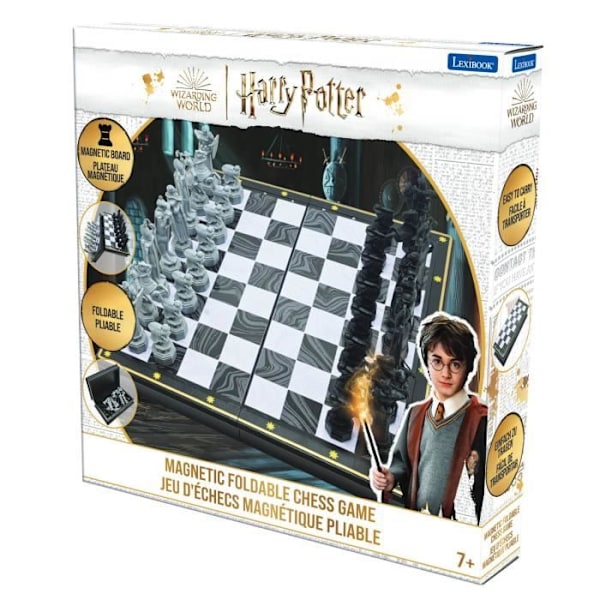 Foldbart magnetisk Harry Potter skaksæt Grå och vit