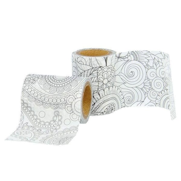 Washi tape til farvelægning - ARTEMIO - Flower power - 5cm - Sort Svart