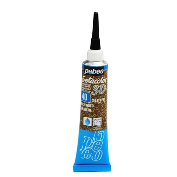 Tygfärg - Pébéo - Setacolor 3D Glitter - Rikt guld - 20ml - Lystert rikt guld