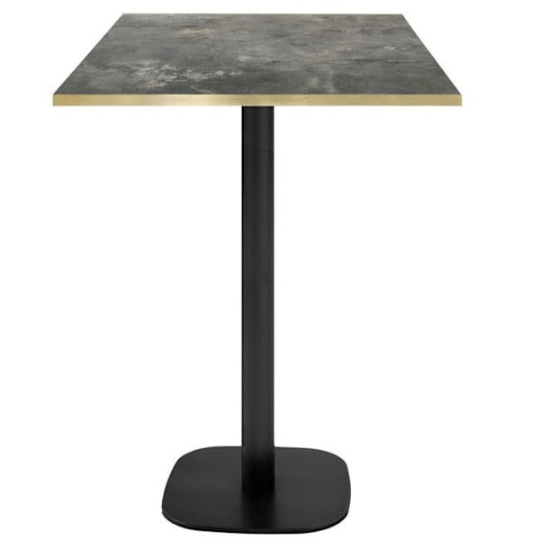 Baaripöytä 60 x 60 cm - Pyöreä malli, metallinen kivi messinkireunalla Grå