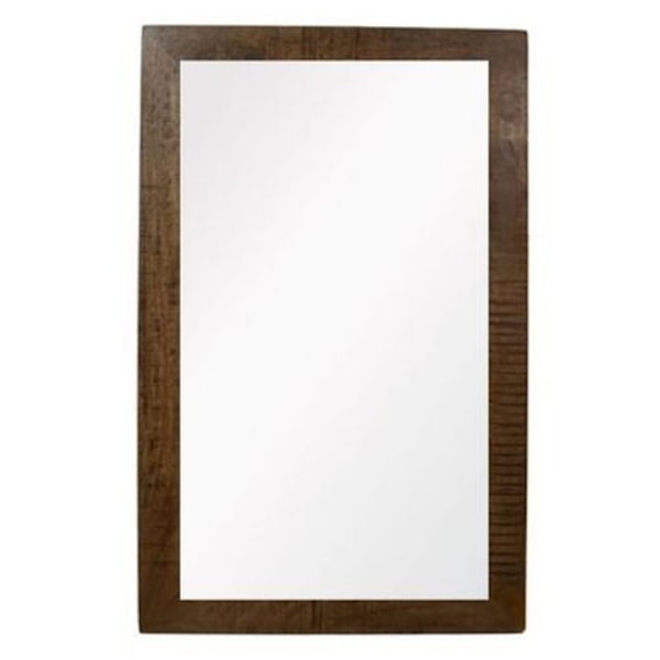 Rektangulært træspejl 70 x 90 cm kastanj