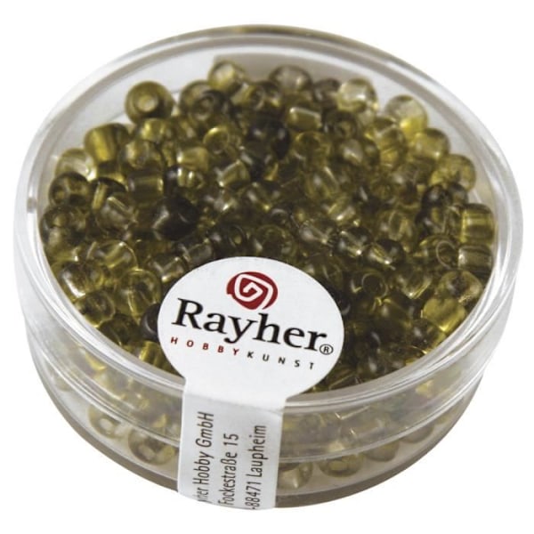 Rocailles, ø 4 mm, To farver, avocat, boks 17 g